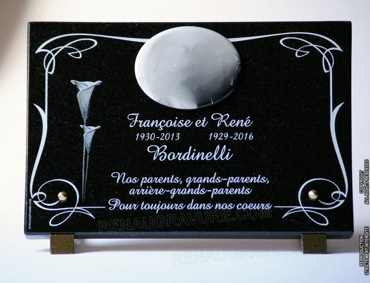 Plaque funéraire photo porcelaine ovale - RENAUD Gravure