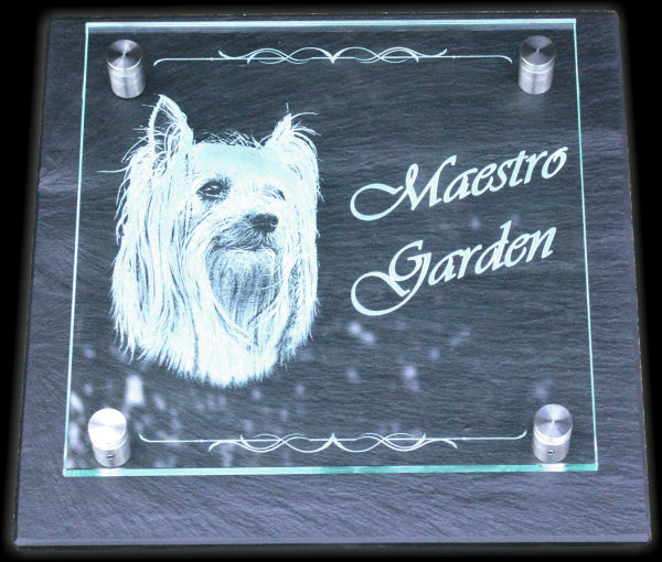 Plaque funeraire ardoise et verre