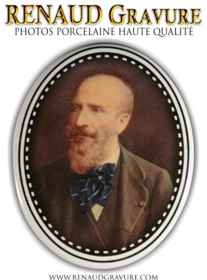 Médaillon céramique et photo porcelaine ovale couleur avec bordure luxe.