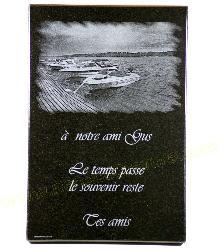 Plaque funeraire bateau de pêche
