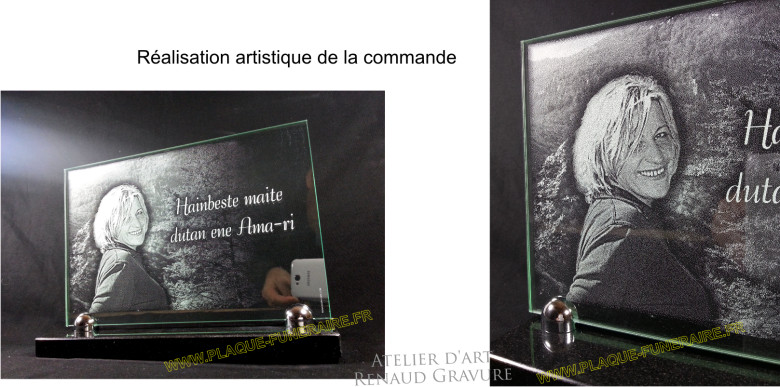 Plaque en verre avec photo portrait