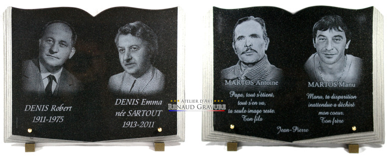 Plaque livre avec 2 photos portraits