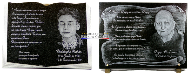 Plaque de deuil avec portrait photo