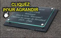Plaque fun&eacute;raire en verre grav&eacute; avec photo sur article funeraire