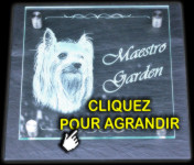 Plaque fun&eacute;raire en verre grav&eacute; avec photo sur article funeraire