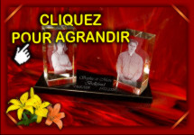 Plaque fun&eacute;raire en verre grav&eacute; avec photo sur article funeraire