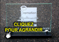 Plaque fun&eacute;raire en verre grav&eacute; avec photo sur article funeraire