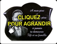 Portrait sur plaque galb&eacute;e en granit noir haut de gamme