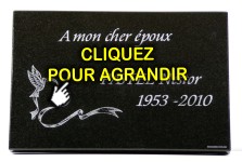 Plaque de cimeti&egrave;re avec ruban et colombe