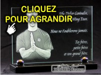 Plaque de verre grav&eacute; pour tombe, d&eacute;c&egrave;s et obs&egrave;ques