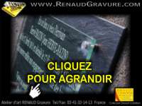 Plaque fun&eacute;raire en verre grav&eacute; avec photo sur article funeraire