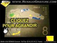 Plaque signal&eacute;tique pour parcours de golf en pierre et ardoise