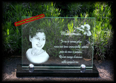 plaque verre funeraire