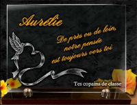 PLaque en verre grav&eacute; sur socle en granit noir marlin 1er choix.