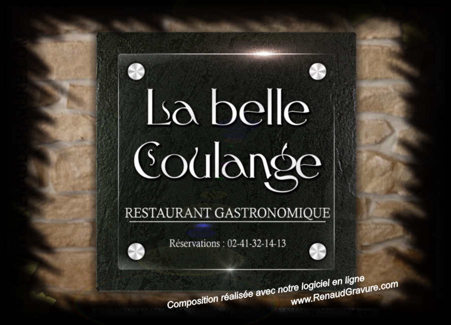 Plaque signaletique luxe en verre v&eacute;ritable, grav&eacute;