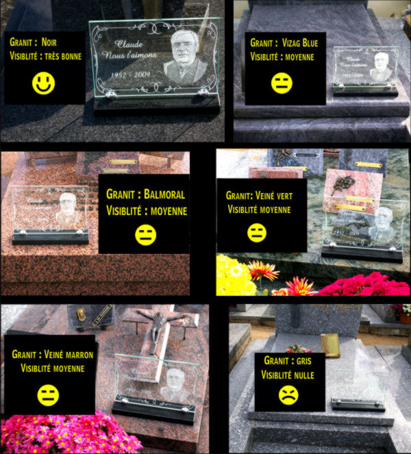 attention a l'aarri&egrave;re plan de votre plaque fun&eacute;raire en verre