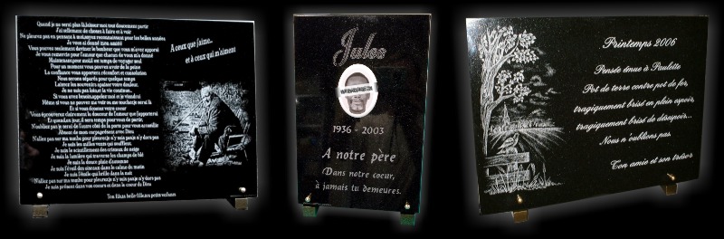 Po&egrave;me grav&eacute;, photo d'un homme assis sur un banc sur une plaque fun&eacute;raire, photo porcelaine fix&eacute;e sur une plaque mortuaire en granit ( pas de marbre) , paysage champ&ecirc;tre avec colombe et champs grav&eacute;s sur une plaque fun&eacute;raire