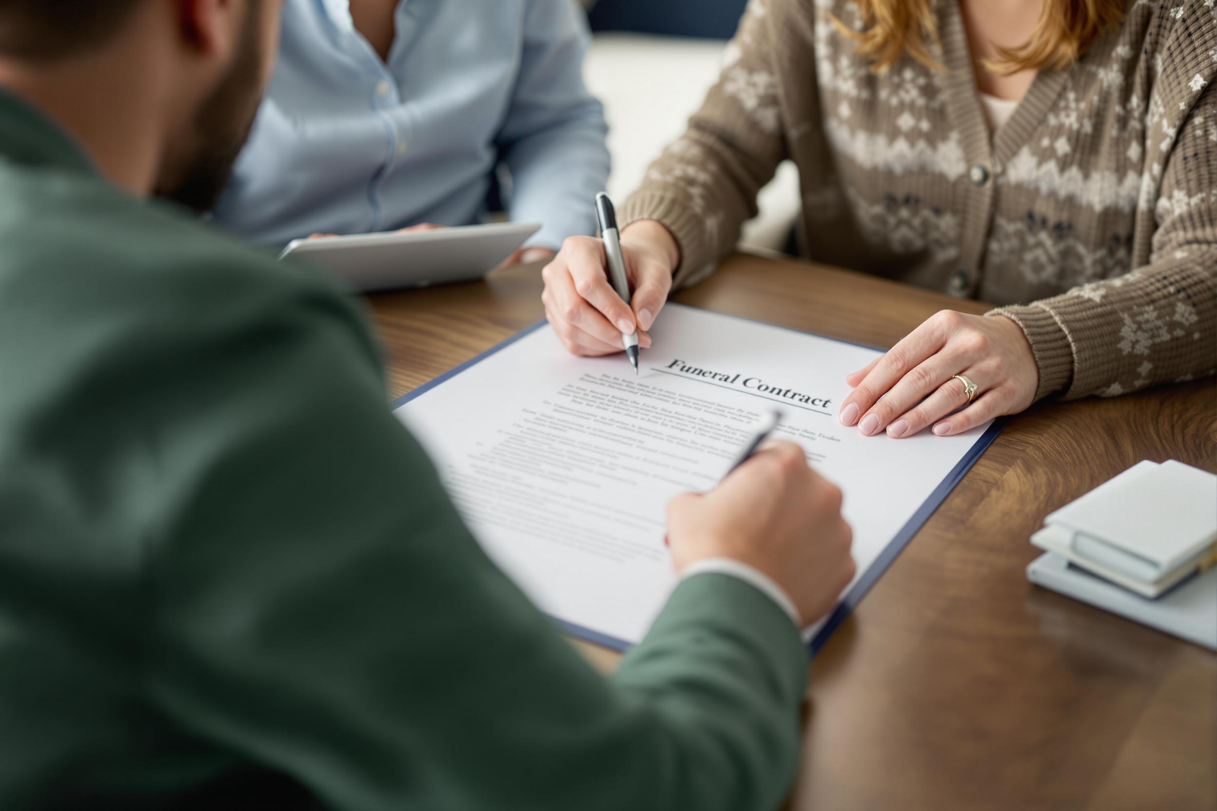 contrat de pompes funèbres