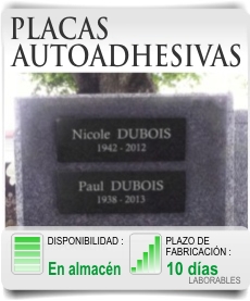 Placa funeraria autoadhesiva y adhesiva columbario.