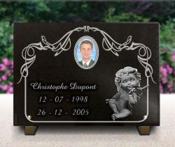 Plaques funéraires personnalisées Photo porcelaine, ange, granit Ref : 3