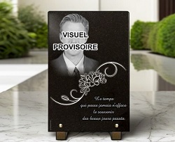 Plaque funeraire Photo fleurs granit