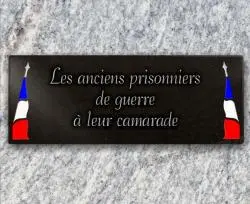 Plaque commémorative anciens prisonniers de guerre, militaire.
