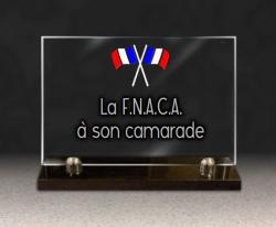 ancien combattant, F.N.A.C.A., drapeau, verre, socle granit