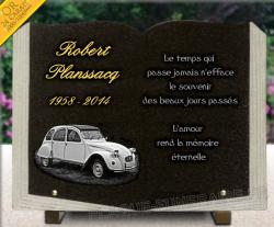 livre en granit, Citroën 2cv, voiture automobile, dorure