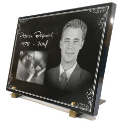 Plaque funéraire Snooker billard, photo portrait, granit Ref : 119