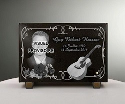 photo portrait, guitare, musique, fleurs, bordure décorative, granit