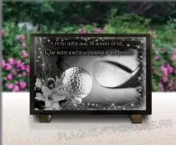 Plaque funéraire golf-fleurs-etoiles 