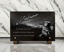 Plaque funéraire musique country et danse en ligne style cow-boy  Ref : 386