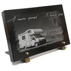 Plaque funéraire camion Camping-car, granit Ref : 395