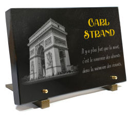 Plaques funéraires personnalisées Paris, Arc de triomphe, dorure, granit Ref : 401