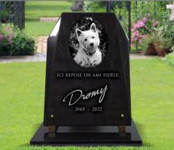 Monument funéraire pour chien, photo gravée Ref : 412
