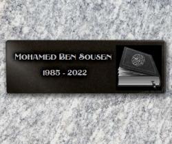 Plaque funéraire granit marbre, religion musulmane Coran Islam, adhésive à coller Ref : 419