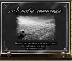 Plaque funeraire verre, ballon foot footballeur, sport, bordure Ref : 426