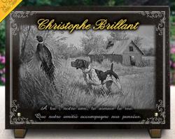 dorure, chien de chasse, chasseur, campagne, granit Ref : 431