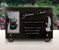 Plaques funéraires personnalisées Photographe appareil photo, ange, granit Ref : 441