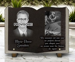 jardinier potager, Photo portrait, livre, granit Ref : 446