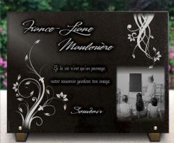 Plaque monument funéraire Instituteur, maitresse école, professeur enseignant, fleurs, granit Ref : 452