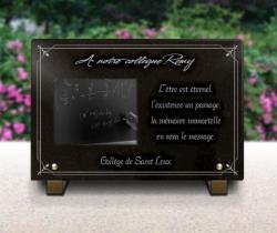 Plaque funéraire bordure décorative, Tableau enseignant professeur mathématique sciences, granit Ref : 453