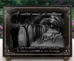 Plaque funéraire Bordeaux, vigneron viticulteur cave tonneau, granit Ref : 463