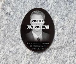 Plaque personnalisée Médaillon funéraire ovale , photo portrait, granit à coller Ref : 470