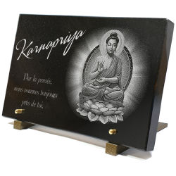 Plaque funéraire religion, Bouddha bouddhiste, granit Ref : 492