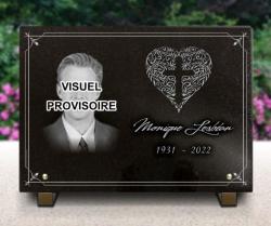 Plaque funéraire Photo portrait, coeur, granit Ref : 494