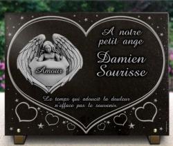 Plaque funeraire Coeur Granit Ange Ref : 514