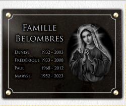 Plaques funéraires personnalisées  religion saint vierge marie granit a visser Ref : 530