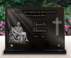 Plaque funeraire Sainte vierge Marie Jésus-Christ Croix granit religions Ref : 543