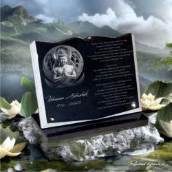 livre granit socle bouddha religion 